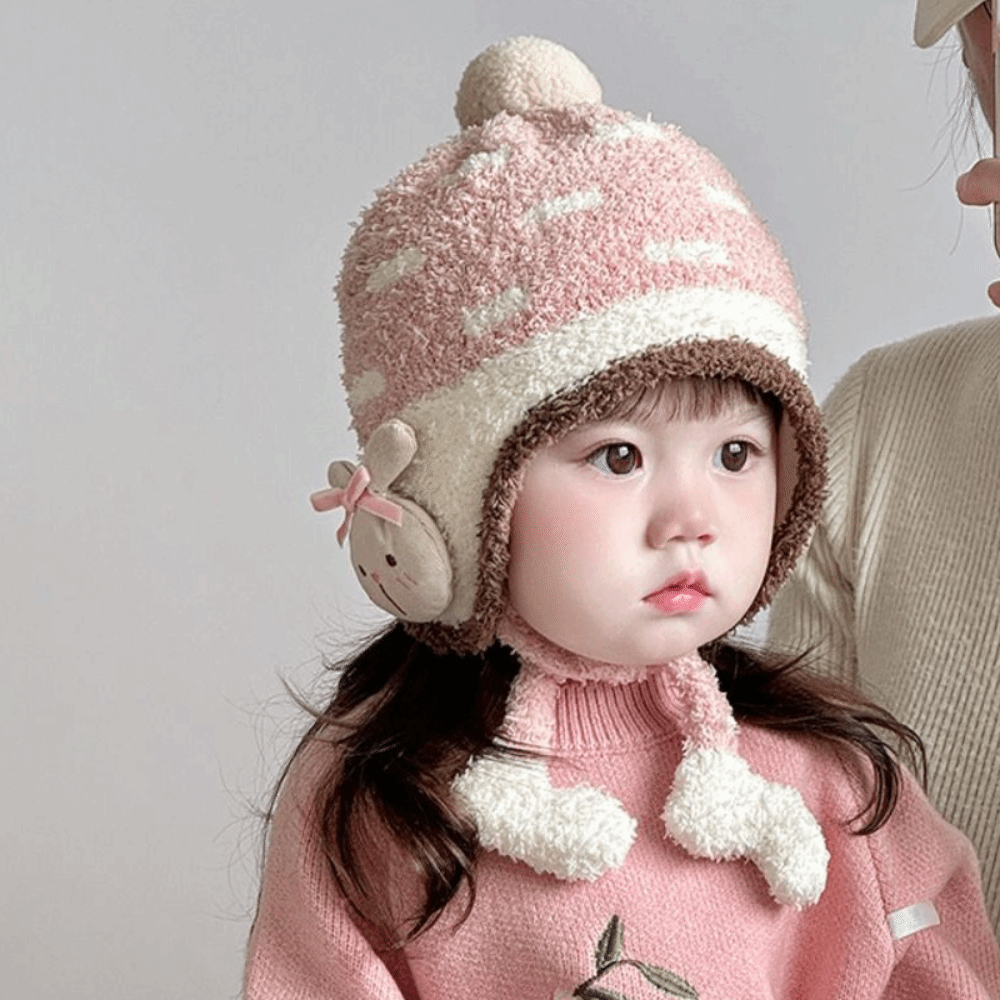 Infant Beanie Hat With Ears - Lovely Windproof Baby Ear Protection Hat