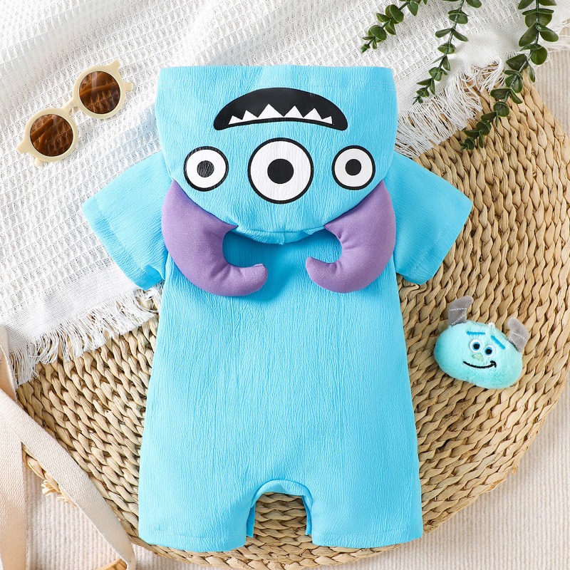 Newborn Baby Blue Monster Romp - Cotton Baby Onesies Zipper ulasan dan harga