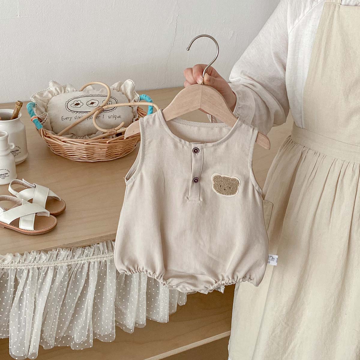 Baby Summer Bear Thin Sleevele - Baby Summer Linen Sleeveless Jumpsuit ulasan dan harga